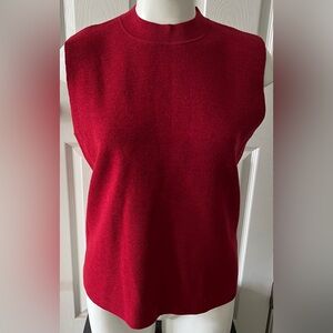 Eileen Fisher Red Italian Yarn 100% Wool Sleeveless Blouse Top Womens Large